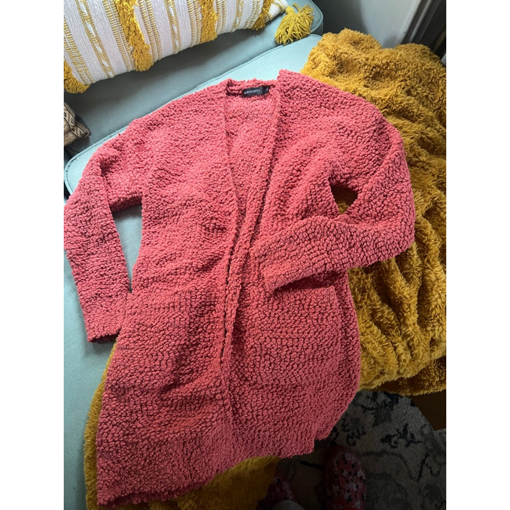 Women's MEROKEETY Coral Popcorn Knit Cardigan M